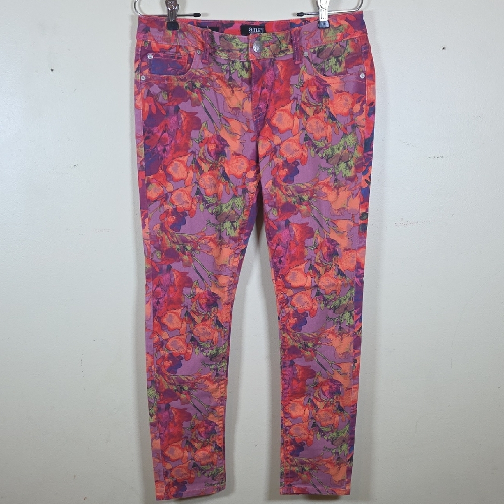 a.n.a. A New Approach Premium Skinny Denim Jeans Women's Size 10P Stretch Floral